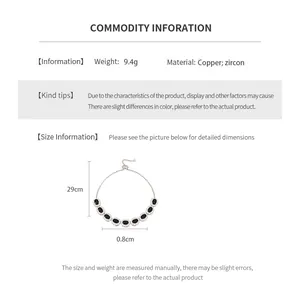 Detailed sizing guide and specifications for oval zircon adjustable slider bracelet