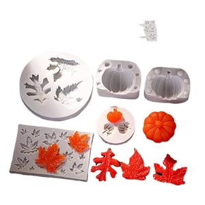 DIY pumpkin and maple leaf silicone mold set for Halloween and autumn candles