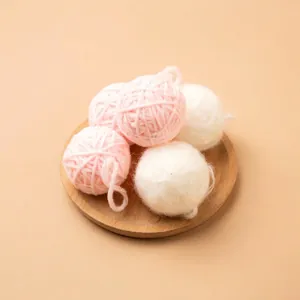 Christmas Yarn Ball Hanging Ornaments Soft Knit Plush Pom Poms For Tree DIY Craft Decoration Pink White