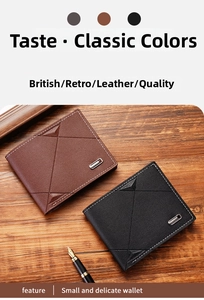 Classic tri-fold men's wallets in brown and black leather with fine pebble texture
