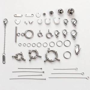 Silver stainless steel jewelry findings kit with lobster clasps and jump rings set