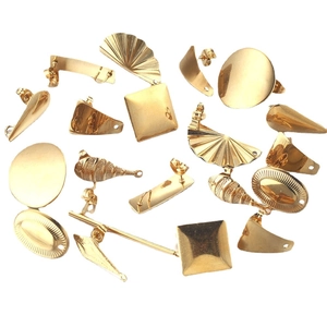 Variety of geometric gold-plated stainless steel earring components for DIY jewelry making
