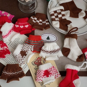 Christmas Knitted Mini Sweater And Socks Pendants Wool Festive Ornaments For Tree Decor DIY Crafts Handmade Style