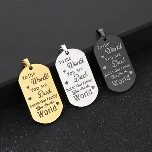 Stainless Steel Military Dog Tag Pendant Necklace Engraved To The World You Are Dad Father's Day Gift Men Punk