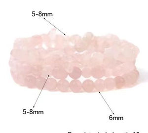 Detail von 6mm Natur-Rosenquarz-Perlenarmband-Set mit elastischem Band für Damen