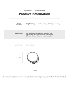 Détail du collier ras de cou en perles avec perles en alliage et dimensions