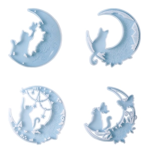 DIY moon cat silicone resin molds set with floral butterfly patterns for wall decor craft