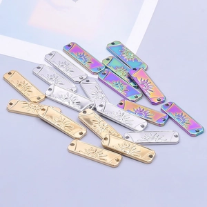 Rectangle sun pendant charms in gold, silver, and rainbow finishes for DIY jewelry