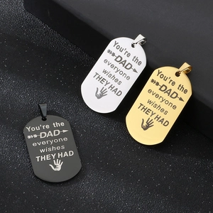 Father Day Gift Dad Dog Tag Necklace Stainless Steel Military Style Jewelry Laser Lettering Inscribed Message Punk