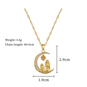 Detailed dimensions and weight of the crescent moon and child pendant necklace