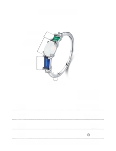 Macro detail of S925 silver ring featuring opal and colorful gemstones with measurements