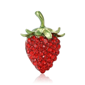 Fashion Alloy Rhinestone Strawberry Brooch Exquisite Red Fruit Corsage Pin For Women Suit Cardigan Jewelry Gift