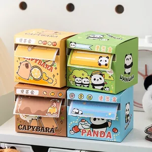 Cartoon Capybara Panda Pull Out Memo Note Case Self Adhesive Paper Stationery Creative Stickers School Office Accessory