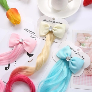 Extension per capelli colorate per bambini con fiocchi e fermagli per accessori da festa