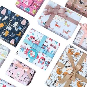 Cartoon Pet Gift Wrapping Paper Cute Cat Dog Astronaut Printed Paper For Birthday Valentine Holiday Party Favors Decor