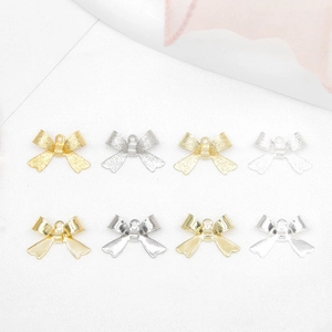 Polished and frosted butterfly bow charms in gold and silver for DIY jewelry making