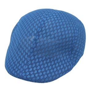 Classic blue mesh ivy cap for men featuring breathable lace fabric and flat top design
