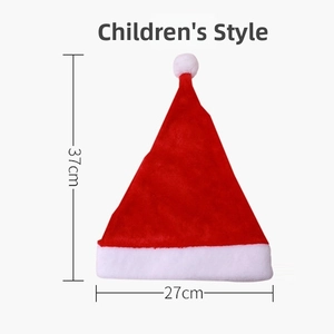Detailed view of children's plush Christmas hat with 37cm height and 27cm width measurements