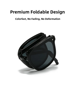 Detail showing the portable foldable frame design of black square kids sunglasses