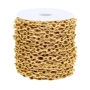 Vacuum-plated golden stainless steel 16mm oval cross chain roll for DIY jewelry