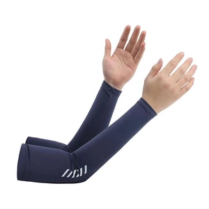 Navy blue cooling ice silk sleeves for UV sun protection during outdoor cycling and sports