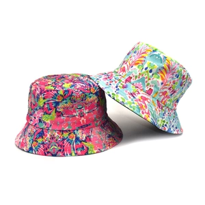 Bucket Hat Cotton Polyester Printed Tropical Floral Sun Protection Reversible Outdoor Travel Unisex Fisherman Cap