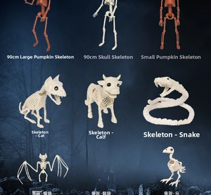 Detailed collection of 90cm skeleton human and animal bones for Halloween decor