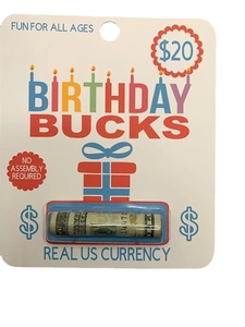 Creative Birthday Bucks money holder gift card with a real 20 dollar bill inside