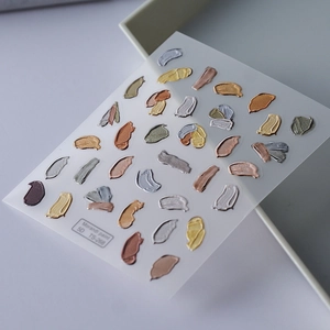 5D embossed Morandi paint style nail art stickers in metallic and matte finishes