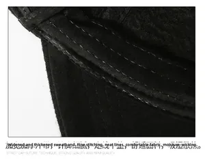 Detailed view of sweatband and stitching on the winter padded baseball cap for men