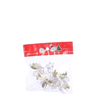 Christmas clear angel ornament with gold wings on white background decoration
