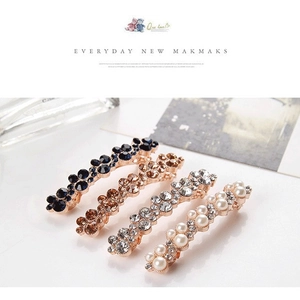 Elegant Hair Clips For Women Alloy Barrette With Faux Artificial Pearls And Sparkling Rhinestones Korean Style Hair Accessories