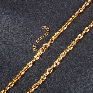 Minimalist golden stainless steel coffee bean chain necklace with adjustable lobster clasp