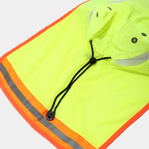 High-visibility safety hat with reflective stripes and mesh panels for outdoor work