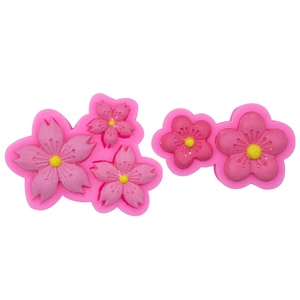 Pink cherry blossom silicone fondant molds for cake decorating and DIY chocolate molding