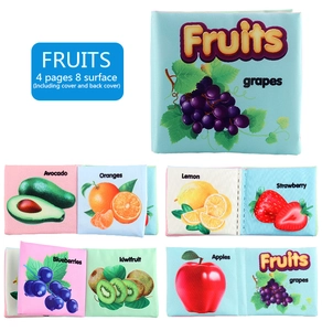 Detail of baby fruit theme cloth book with 8 pages and colorful fruit illustrations