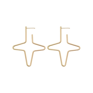 Elegant gold-tone geometric four-point star stud earrings with a polished minimalist finish