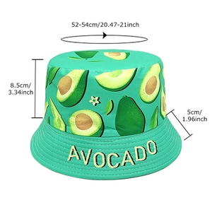 Chapeau bob enfant vert imprimé avocat, taille 52-54cm pour protection solaire