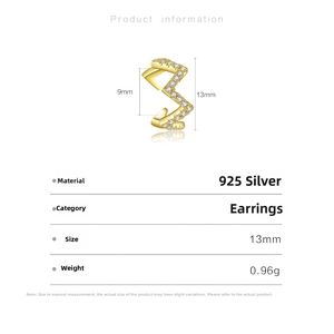 Detailed specifications of S925 sterling silver ear cuff with tiny zircon stones
