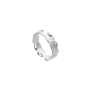 Anillo ajustable minimalista de plata de ley S925 con diseño geométrico de discos planos