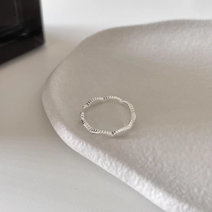 Minimalist 925 Sterling Silver Wave Ring Adjustable Open Finger Jewelry For Women Irregular Textured Chic Stylish
