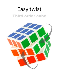Detail showing smooth rotation of a classic 3x3 white plastic puzzle cube for stress relief