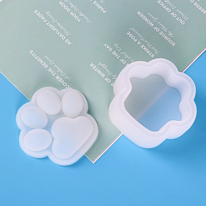 Close-up of cat paw silicone storage box mold set for resin casting and DIY crafts