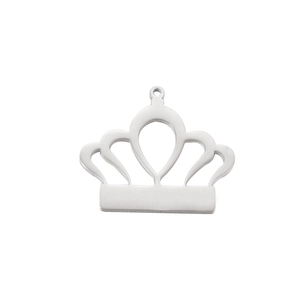 Polished silver stainless steel crown pendant accessory for DIY jewelry making necklaces