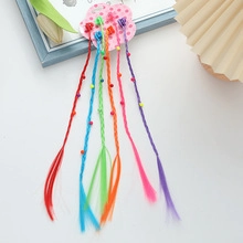 Colorful braided hair extensions for girls with beads on decorative display