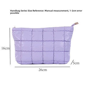Size guide for large capacity portable clutch bag showing 26cm length and 16cm height details
