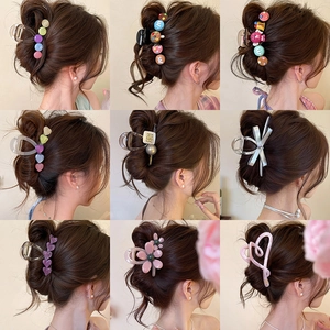 Elegant Acrylic Plastic Hair Claw Clips Shark Clips Floral Flower Heart Star Design Hair Accessories For Women