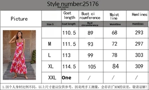 Detailed size chart with measurements for the sexy floral print flare summer dress