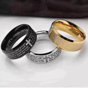 Bible Verse Cross Ring Stainless Steel Laser Engraved Religious Scripture Band Jewelry For Men