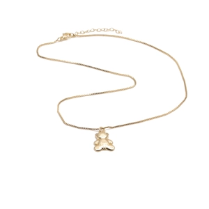 18K gold-plated necklace with teddy bear pendant on box chain with lobster clasp